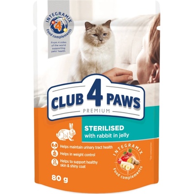 Club 4 Paws Premium Sterilised s kralikom 80 g