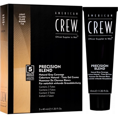 American Crew Classic farba na vlasy pre šedivé vlasy 7-8 Light (Precision Blend) 3 x 40 ml