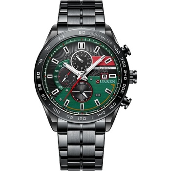 Curren Мъжки часовник Curren Rheot, Неръждаема стомана, Хронограф, Черен / Зелен (CURREN-8410-BLACK-GREEN)