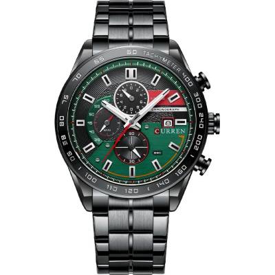 Curren Мъжки часовник Curren Rheot, Неръждаема стомана, Хронограф, Черен / Зелен (CURREN-8410-BLACK-GREEN)