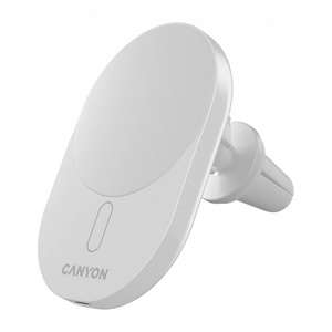 CANYON Зарядно за кола Canyon - OnGrip 105, USB-C/USB-C, 15W, Qi2, бяло (CNS-CCH105W)