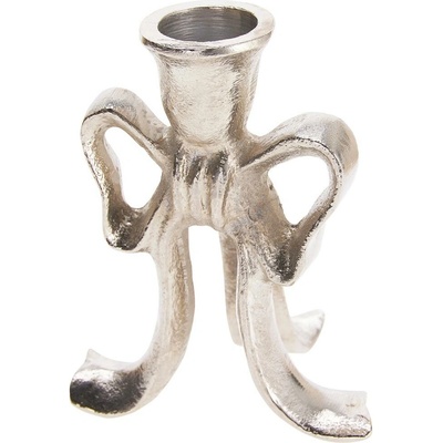 Svietnik s mašľou strieborný 11 cm