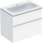Geberit Комплект стенен шкаф Geberit iCon в лъскаво бяло, 2 чекмеджета, бяла дръжка и мивка 75 см (502.336.01.1)