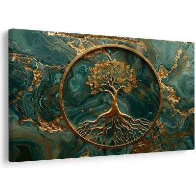 Obraz zlatý strom života na smaragdovém pozadí - 40x30