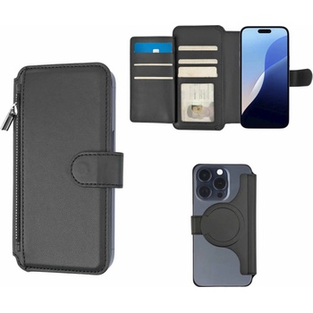 4smarts Universal Magnet Wallet CoinCaddy L - универсален кожен калъф, тип портфейл с MagSafe за смартфони до 6.1 инча (черен)
