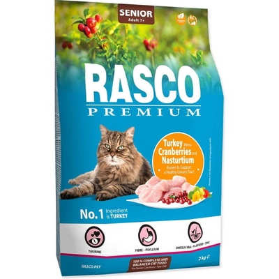 Rasco Premium Cat Kibbles Senior Turkey Cranberries Nasturtium 2 kg