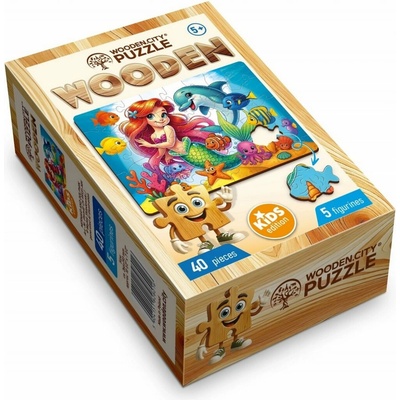 WOODEN CITY Drevené Morská víla a delfín 40 dielov