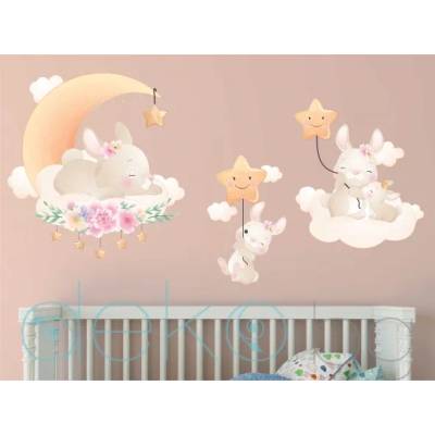 Зайчета - комплект стикери за декорация (1604)