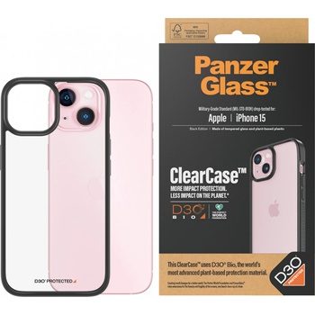 Panzer Гръб PanzerGlass за Apple iPhone 15 Clearcase with D3O - Черна рамка