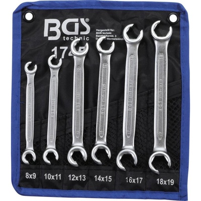 BGS technic Súprava otvorených dvojitých očkových kľúčov 8x9 – 18x19 mm 6 ks BGS 1745