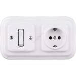 Elhard - Ретро керамичен единичен ключ №1 и SCHUKO розетка 230V с бяла рамка (EF0016E)