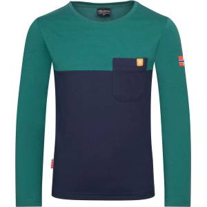 Trollkids Детска блуза с дълъг ръкав Trollkids Kid's Bergen Longsleeve Longsleeve - Jungle Green / Navy - размер 176 (EU) (704-2207-1620)