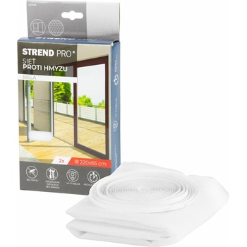 FlyScreen Sieť 220x65 cm, proti hmyzu a komárom, na balkónové dvere, biela 2 ks