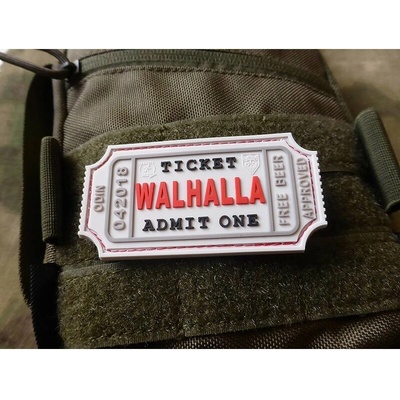 JACKETS TO GO Nášivka WALHALLA TICKET BEER plast velcro BIELA