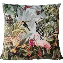 Mars & More Sametový polštář s plameňákem Jungle Flamingo 45x45x10