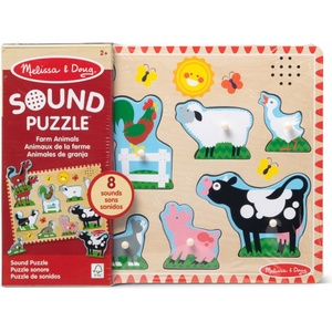 Melissa & Doug дървени пъзели със звуци на животни от фермата (6075218_FARM)