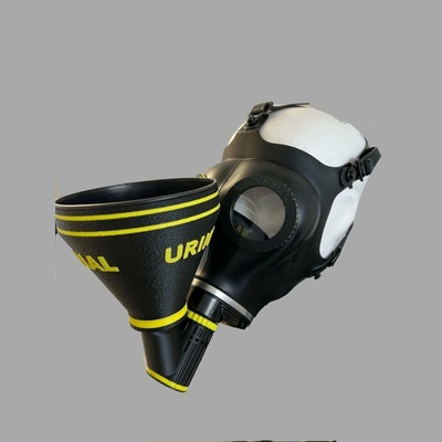 XTRM Urinal Funnel Mask with Rubber Head Holder, plynová maska s lievikom na piss play