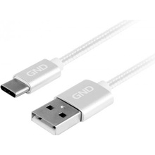 GND USBAC100MM05 USB / USB-C, opletený, 1m, stříbrný