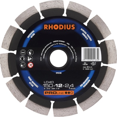 RHODIUS Diamantový řezný kotouč LD40 150 x 12,0 x 2,4 x 22,23 PROline 393538