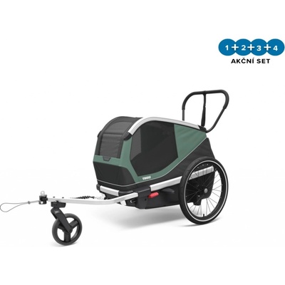 Thule Bexey Hazy Green M + bike set + rain cover + dog bed