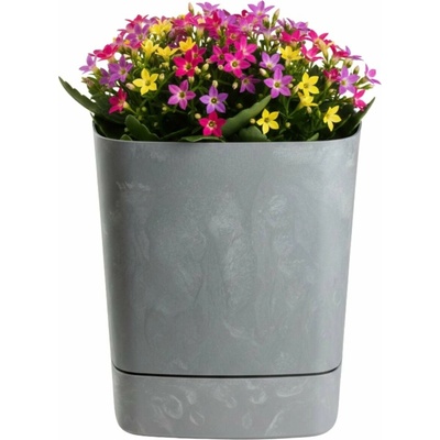 HowHomely PLASTOVÝ KVETINÁČ CUBI 19X21 CM IMITÁCIA BETÓNU SIVÁ