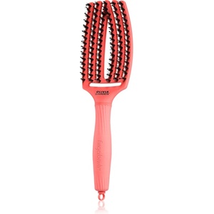 Olivia Garden Fingerbrush Boar & Nylon Четка за коса с влакна от найлон и глиган Red Confidence