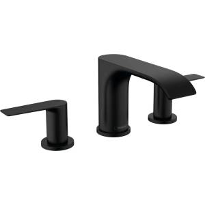 Hansgrohe Vivenis - Смесител за умивалник със сифон, монтаж с 3 отвора, EcoSmart, матово черно 75033670 (75033670)
