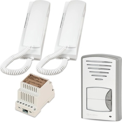 Farfisa Комплект еднофамилна аудиодомофонна система Farfisa 2CKD, двуабонатна, стенен монтаж, двужилен кабел, бяла (bt-2075013)
