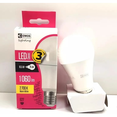 Emos LED žiarovka CLASSIC A60 10,5W E27 TEPLA BIELA