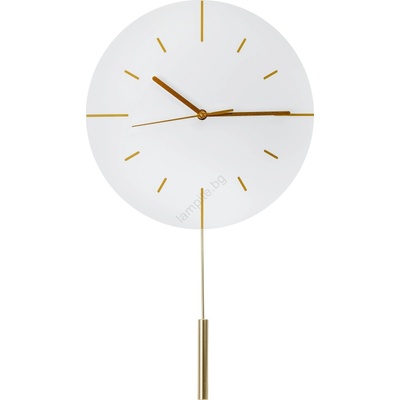 Platinet Стенен часовник с махало, пр. 30 см, 1xAA, бяло/златно (PL0536)