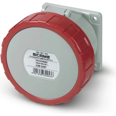 SCAME Промишлен контакт 3P+N+Е 32A IP67/69 ПРАВ серия Optima панелен монтаж 75х75мм - 428.3267 (428.3267)
