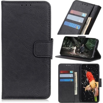 Pouzdro Litchi PU kožené peněženkové Xiaomi Redmi Note 9 - černé