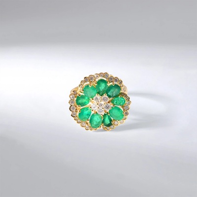 Lillian Vassago Zlatý Prsten se smaragdy a brilianty LLV59 DR146YEM