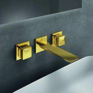 Ideal Standard Вграден смесител за умивалник Ideal Standard Atelier Conca 180, цвят матово злато, с вградено тяло (A7445A2)