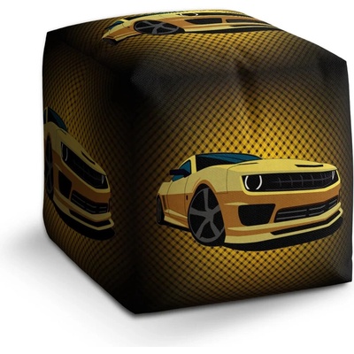 Sablio Taburet Cube Chevrolet Camaro Žltá mriežka: 40x40x40 cm