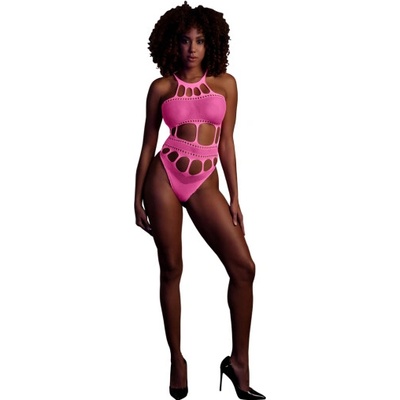 Ouch! Glow in the Dark Body with Grecian Neckline Neon Pink