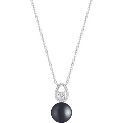 Gaura Pearls Stříbrný náhrdelník s černou perlou stříbro SK25473N-B Stříbrná