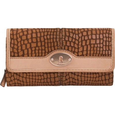 Fossil Leather Wallet Maddox 24 Clutch Saddle hnědá