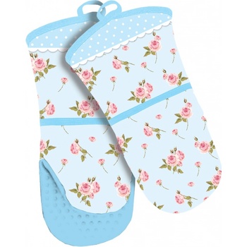 ALVARAK Kuchyňská chňapka 1 ks s magnetem a silikonovou dlaní, modrá růžičky