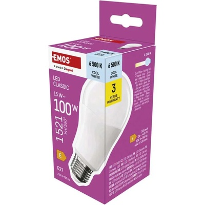 Emos Classic A60 13W E27 1521lm studená biela ZQ5E64