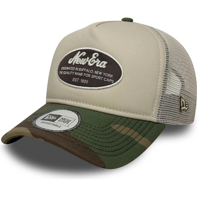 New Era 9FO AF Oval Patch Trucker Branded Stone/Woodland Camo