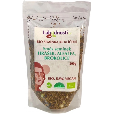 Lahodnosti Zmes semienok BIO brokolica hrášok alfalfa 200 g