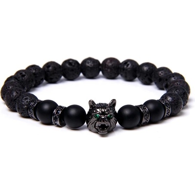 Daniel Dawson pánský Black Wolf achát lávový kámen zirkon vlk NR1159/19 černá