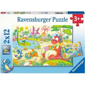 Ravensburger Пъзел Ravensburger от 2 x 12 части - Любимите динозаври (05246) - baby