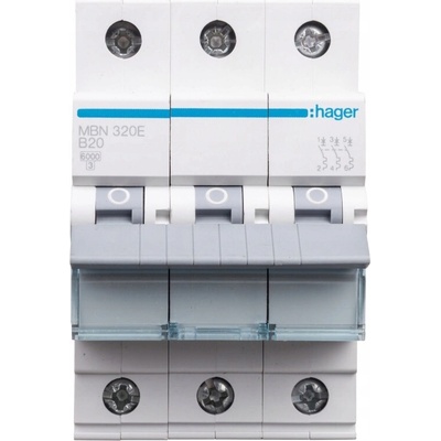 Hager jistič 3P B 20A 6kA AC MBN320E