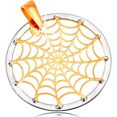 Šperky Eshop Zlatý 14K přívěsek pavučina v kontuře kruhu žluté a bílé zlato S2GG204.31