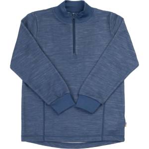 Joha Детски вълнен пуловер Joha Kid's Blouse with Zipper Merino jumper - Dark Blue - размер 130 (704-6195-0215)