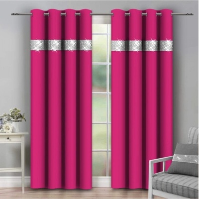 Mondo Italia Záves na kruhoch so zirkónmi 140x250 cm tmavoružový Ružová 140x250 cm