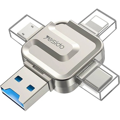YESIDO Card Reader 4in1 TF, Yesido GS23, Сив (GS23)