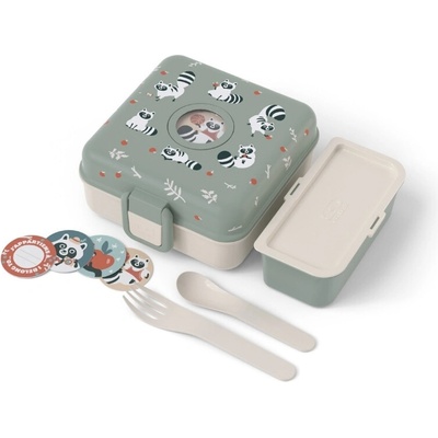 Monbento Dětský svačinový bento box na jídlo Snacky Green Raccoon 850ml